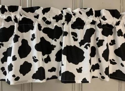 Panel cortina cenefa granja manchas de vaca cocina dormitorio RV cámper tratamiento de ventana Foto 1 de 3