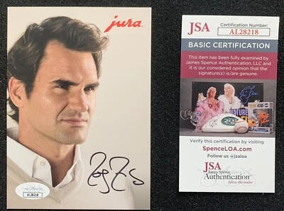 ROGER FEDERER Signed 4x6 Jura Postcard  JSA COA Photo Autograph Nadal Djokovic - Image 1 of 2