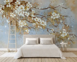 3D Chinese Style Plum Bossom Self-adhesive Removeable Wallpaper Wall Mural - Picture 1 of 8