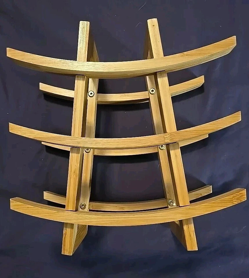 9 Wine Bottle Bamboo Wine Rack Natural Finish Countertop Model Assembled - Image 1 of 1