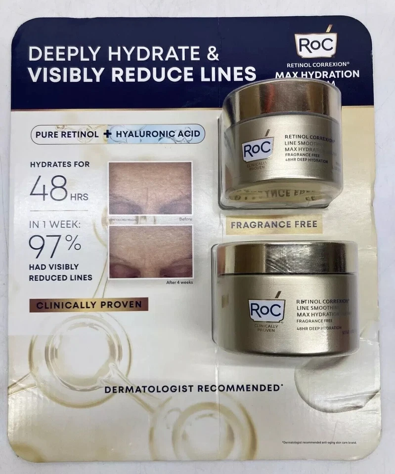 RoC Retinol Correxion & Max Hydration Cream 2 Pack 1.7oz and 3.4oz (NO BOX) - Image 1 of 1