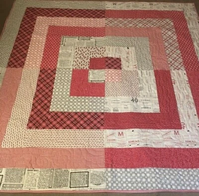 Newsprint ретро ручной работы лоскутное одеяло, цена снижена! - Изображение 1 из 4