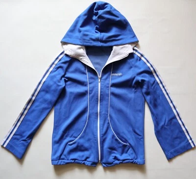 CHAQUETA DEPORTIVA RETRO VINTAGE AÑOS 80 ADIDAS CAPUCHA HECHA EN ALEMANIA OCCIDENTAL AZUL JUVENIL Foto 1 de 4