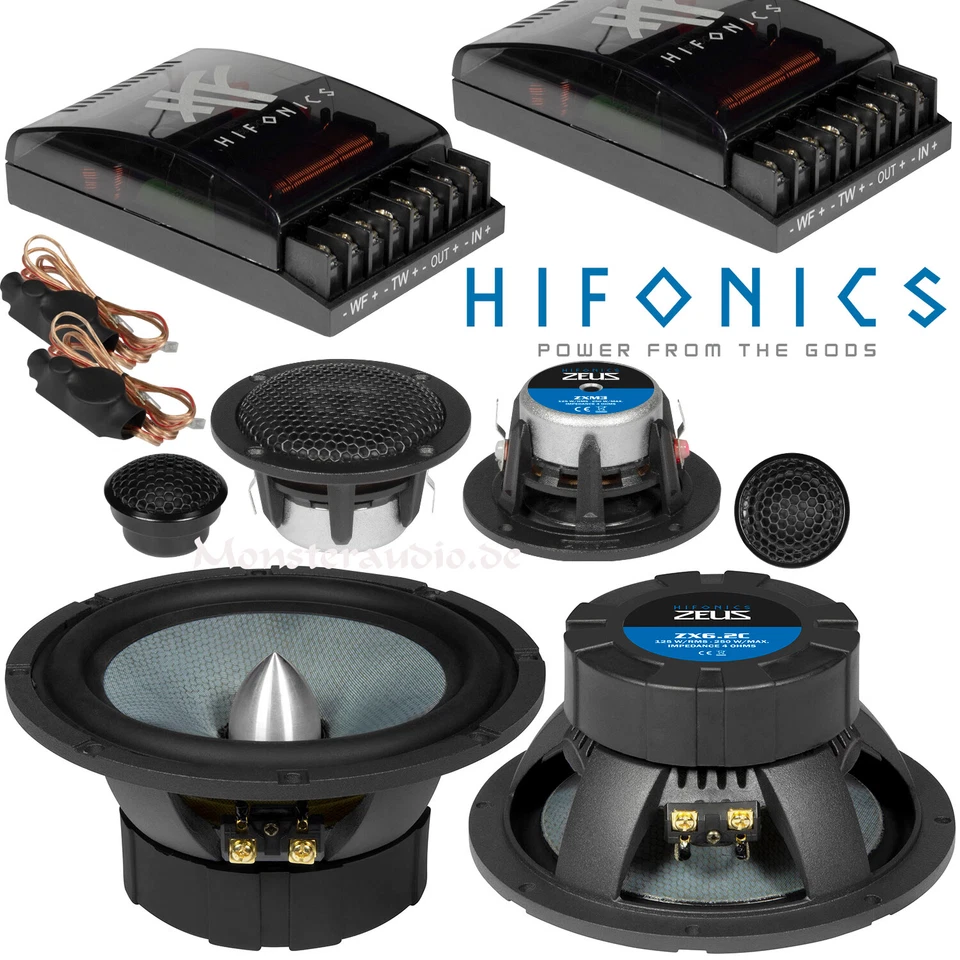 Hifonics Zeus high end 3-Wege Lautsprecher Set Auto Boxen 16,5cm ZX6.2C + ZXM-3 - Bild 1 von 4