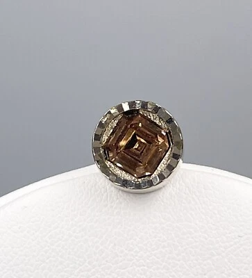 Tie Tack Swank Gold Tone Topaz Colored Stone Glass Chain Marked - Image 1 of 4