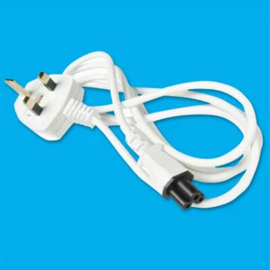 2m White Mains Power Cable Cloverleaf to 5A UK 3 Pin Plug Maplin - Picture 1 of 2