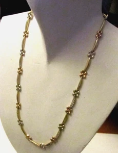 10K BI-COLOR YELLOW GOLD/ROSE GOLD NECKLACE w/ DIAMOND ACCENTS - Picture 1 of 8