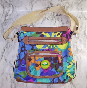 LILY BLOOM MULTI-COLORED FLORAL HANDBAG/PURSE 8 Pockets/ Compartments Blue Green - Picture 1 of 8