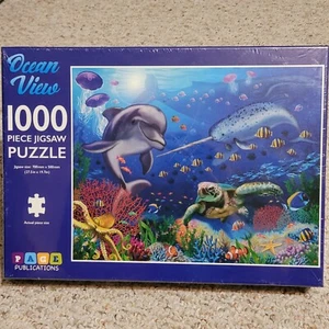 Ocean View 1000 Pc Puzzle Page Publications, NEW Narwhal, Dolphin, Sea Turtle - Picture 1 of 3
