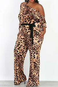 Beautiful Plus Size Animal Print Self tie sash Jumpsuit - Picture 1 of 3