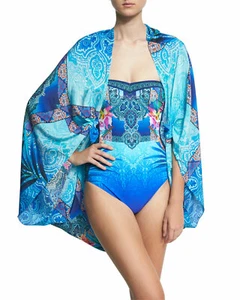 NEU Gottex Oahu 100 % Seide Pareo Überwurf - Bild 1 von 5