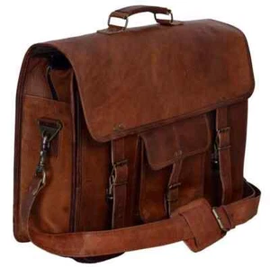 Vintage Leather Casual Messenger Satchel Briefcase Laptop Bag For Men & Women - Picture 1 of 9
