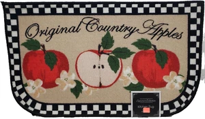 PRINTED NYLON RUG (nonskid back) (18"x30") ORIGINAL COUNTRY APPLES,D Shape, Sig. - Picture 1 of 12