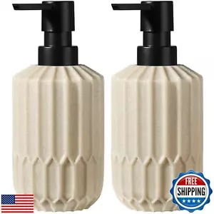 Hand Soap Dispenser for Bathroom 13.5 floz, 2 Pack Resin Stone Bathroom Liqui - Picture 1 of 5