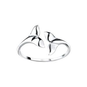 Silver Whale Tail Open Ring - Size 6 - 925 Sterling Silver Women's Jewelry - Picture 1 of 1