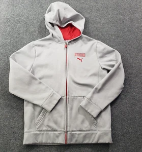 puma hoodie kids xl 18/20 gray red full zip hooded - Picture 1 of 9