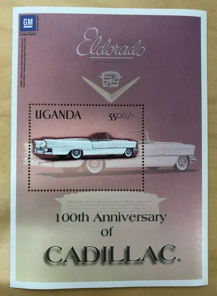 Uganda 2003 - CADILLAC CENTENARIO - Hoja de recuerdo (Scott #1819) - MNH Foto 1 de 1