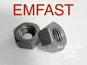 3/4 UNC hexagon Full nut steel hex nuts standard national course plain hex - Picture 1 of 3