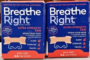 88 BREATHE RIGHT NASAL STRIPS, EXTRA STRENGTH TAN ( 2 x 44 CT Boxes ) EXP 2028 - Picture 1 of 1