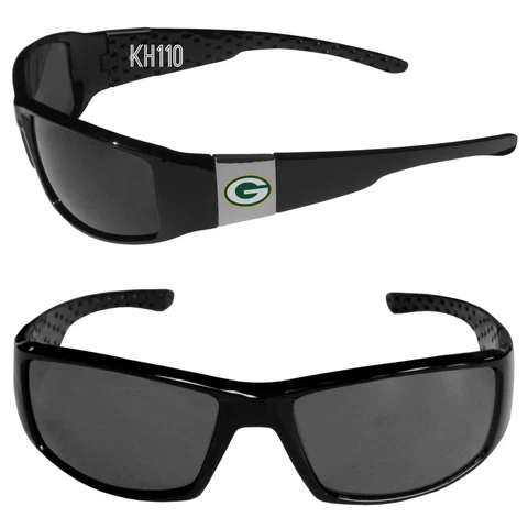Green Bay Packers NFL Chrome Black Football Sports Sun Glasses-New Cover