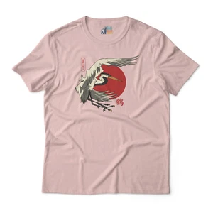 Japanese Crane Graphic T-Shirt – Ukiyo-e Inspired – Unisex Tee - Picture 1 of 10
