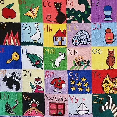Needlework Sampler Picture For Baby Nursery Alphabet ABCs Textile Wall Art  • 52.74$