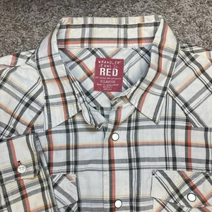 Wrangler RED Pearl Snap western Casual Button down shirt XL men's Cowboy Retro - Picture 1 of 7