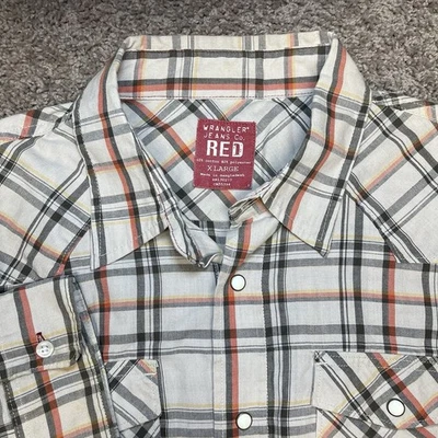 Wrangler RED Pearl Snap western Casual Button down shirt XL men's Cowboy Retro - Image 1 of 4