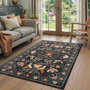 3x5 Entryway Rug Indoor, Modern Transitional Washable Non-Slip Low Pile Black... - Picture 1 of 9