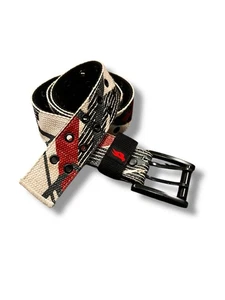 Cinturón Tony Hawk de lona diseño geométrico hebilla negra para hombre talla M/L ajustable - Imagen 1 de 4