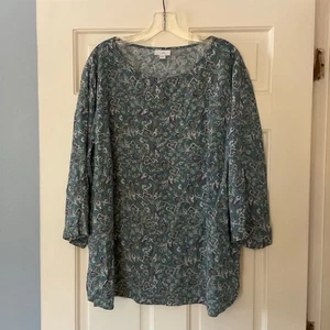 J. Jill Tunika Bluse Top grün Paisley Übergröße 3X bequem reifer Wald  - Bild 1 von 9