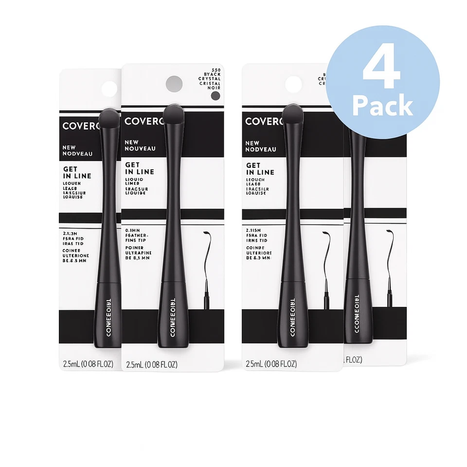 CoverGirl Get In Line Liquid Eyeliner 0.08 fl oz - 4 Pack - New - Image 1 of 1