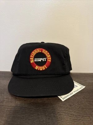NWT 90s ESPN NHL National Hockey Night Black Snapback Hat - Image 1 of 4