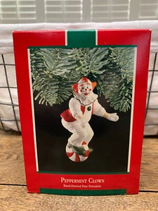NIB HALLMARK ☀PEPPERMINT CLOWN☀ Ornament 1989 Hand Painted Fine Porcelain - Picture 1 of 2