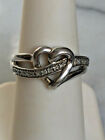 925 STERLING SILVER DIAMOND HEART RING. SIZE 7