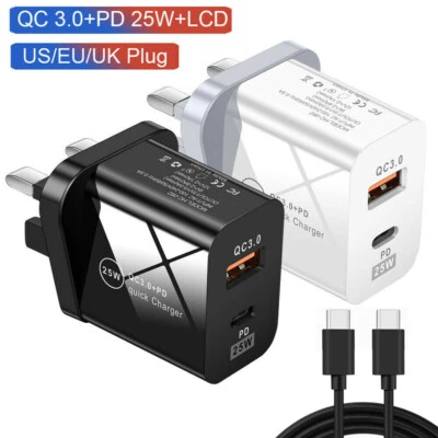 25W Fast Charger Dual USB Type C PD Power Adapter For Google Pixel 8 7 6 Pro 6a - Image 1 of 4