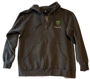Monster Energy Hoodie Hooded Mens Sweatshirt Adult XL Dark Gray Skater Full Zip - Picture 1 of 9