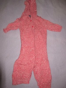 euc Baby Gap red hooded sweater romper with wool baby boy or girl 6 m 9 m - Picture 1 of 2