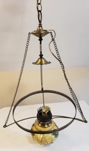 Vintage Quiozel Brass and Flower Art Glass Chandelier - Picture 1 of 5