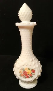Vintage AVON Hobnail Floral weiß Milchglas Parfüm Flakon mit Glasstopfen - Bild 1 von 5