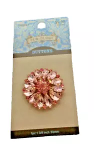 Sew-ology Pink Rhinestone Flower Shank Button 33mm - Picture 1 of 1