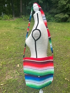 Mexican Serape Sarape Messenger Bag Rainbow Button CrossBody 14x12x2.5 M29 - Picture 1 of 4