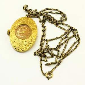Volvo Swiss made women's ladies mechanical necklace watch Gold plated 1960's G - Picture 1 of 8