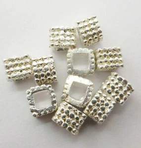 22 PCS 7X5MM SOLID COPPER LARGE HOLE BEAD STERLING SILVER PLATED 706 SHW-732 - Picture 1 of 3
