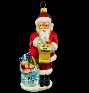 Vetro Vintage Christopher Radko FAO Schwarz Esclusivo Babbo Natale Decorazione Natalizia - Foto 1 di 8