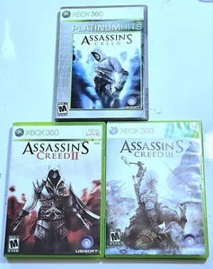 MINT Discs Xbox 360 Assassins Creed 1 2 3 Game Lot Bundle Complete CIB w Manuals - Picture 1 of 6