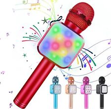 5-in-1 Portable Handheld Karaoke Mic Speaker Player Recorder with LED Lights,Red