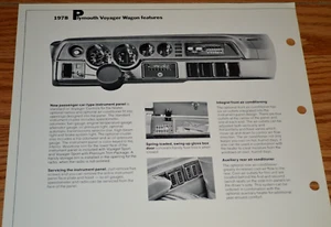 1978 PLYMOUTH VOYAGER VAN DASH ORIGINAL DEALER ONLY INFORMATION SHEET 78 - Picture 1 of 1