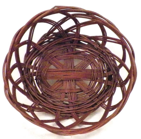 Antique Sewing Basket Wicker Brown Oval Medium Victorian Open Weave As Is Cover