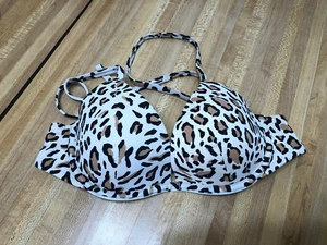 Parte superior de bikini acolchada Shade & Shore talla 34B con estampado de animales beige - Imagen 1 de 6